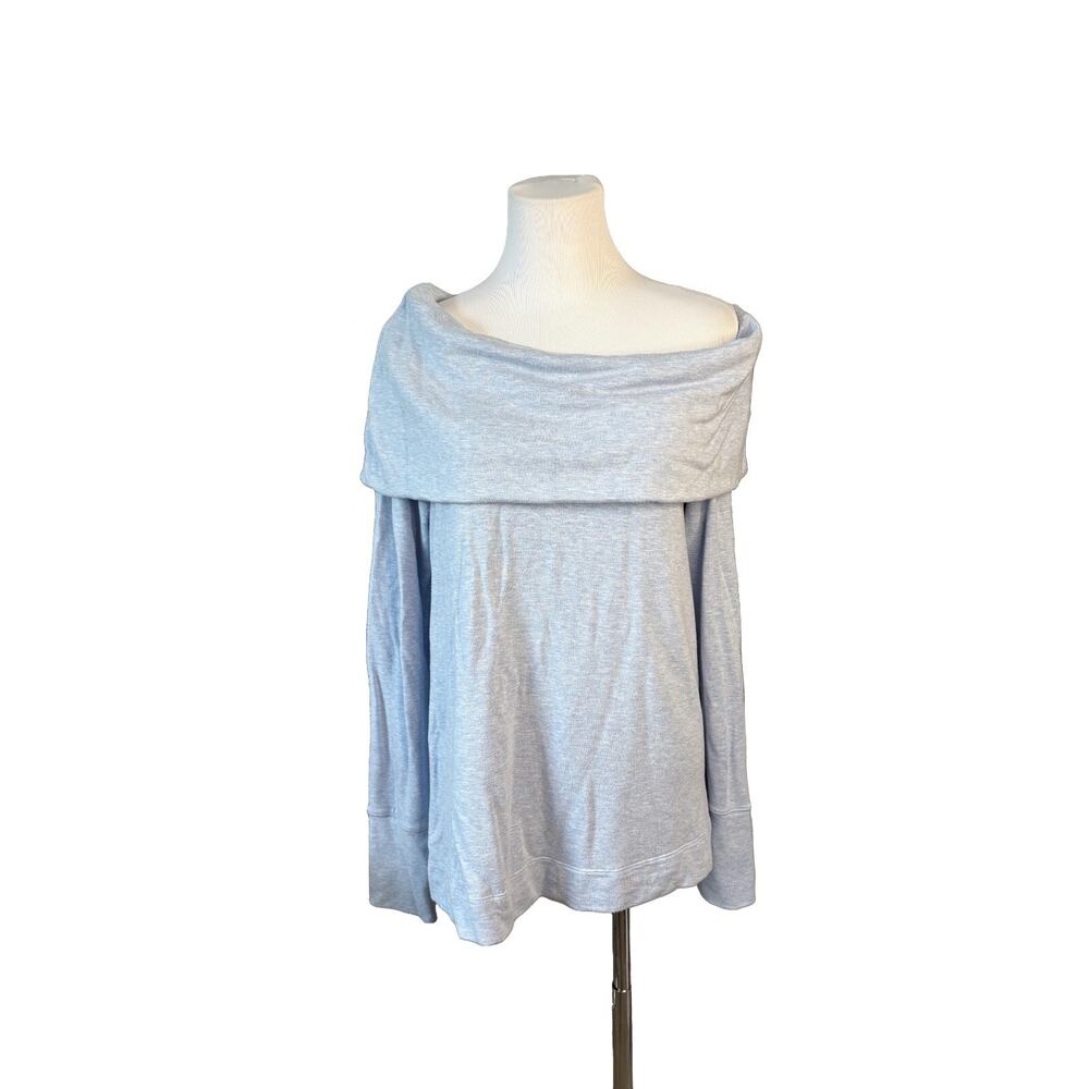 Lilly Pulitzer 28247 Belinda Pullover Modal Heather Blue LARGE Shawl Neck Soft
